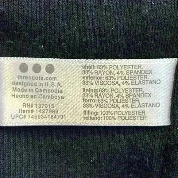 3 Dots Jacket Black Women’s XL Quilted Soft Fleece Fabric Relaxed Fit - Picture 6 of 9